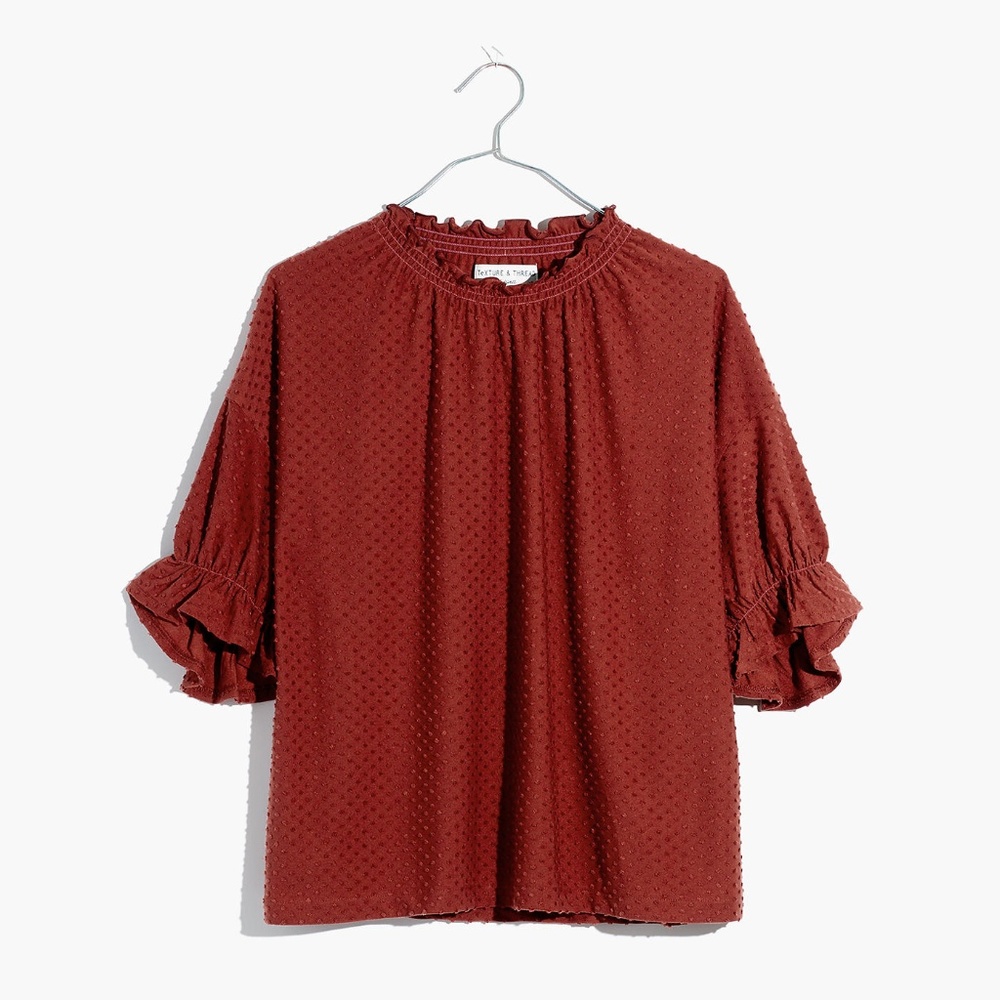 Madewell Texture & Thread Clipdot Ruffle Top